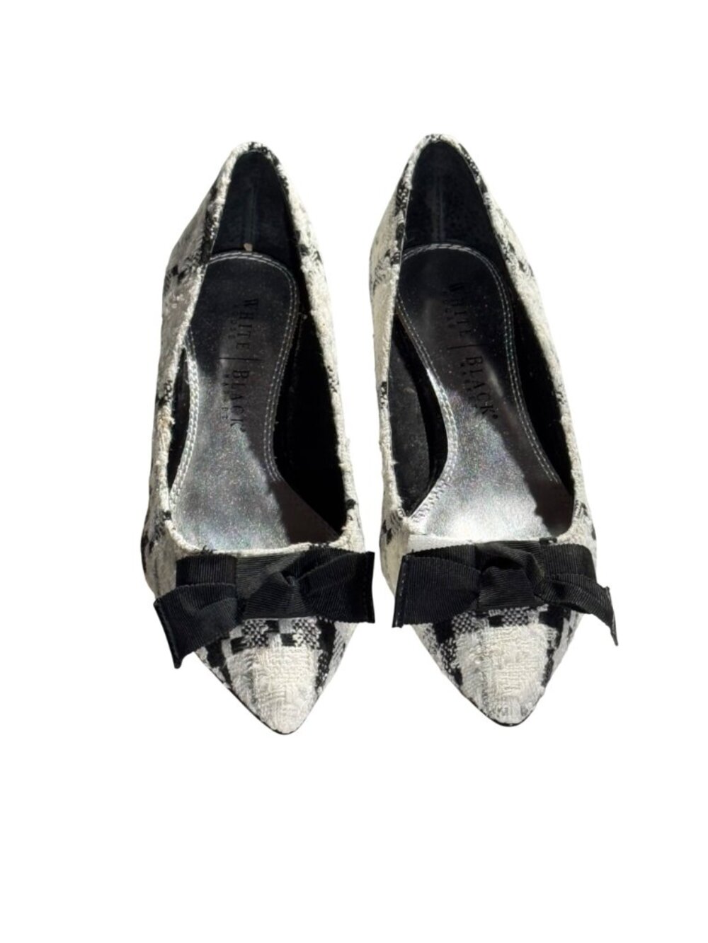 White House Black Market Sawyer Tweed Heels With Bow Accent Size 8 1/2M - Picture 10 of 11